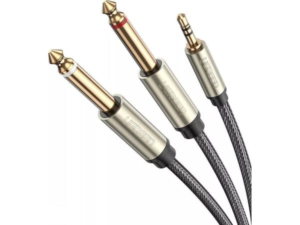 Ugreen 10613, 2 x 6.35mm, Hankjønn, 3.5mm, Hankjønn, 1 m, Svart