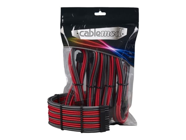 CableMod PRO Series ModMesh - Förlängningssladdsats - formpressad - röd, kol