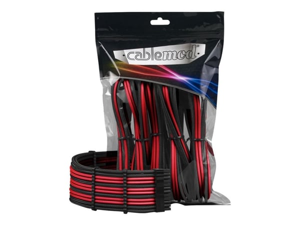 CableMod PRO Series ModMesh - Skjøteledningskabelsett - formstøpt - svart, rød