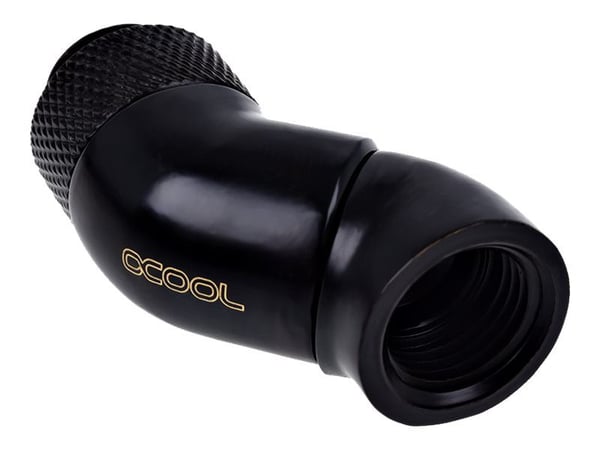 Alphacool Eiszapfen Connector Series Double 45° Angle Adapter - Vinklet armaturadapter for væskekjølesystem - mørkesvart