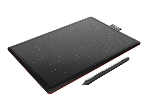 Wacom One by Wacom - Digitaliserare - höger- och vänsterhänta - 21.6 x 13.5 cm - elektromagnetisk - kabelansluten - USB - svart, röd