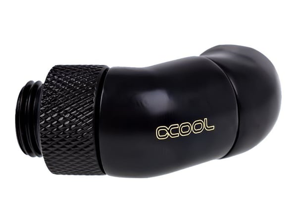 Alphacool Eiszapfen Connector Series Double 45° Angle Adapter - Vinklet armaturadapter for væskekjølesystem - mørkesvart