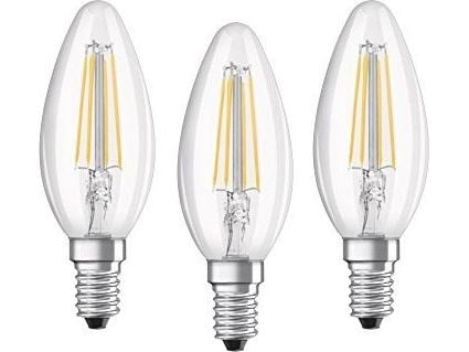OSRAM - LED-filamentlyspære - form: B35 - klar finish - E14 - 4 W (ekvivalent 40 W) - klasse E - varmt hvitt lys - 2700 K (en pakke 3)