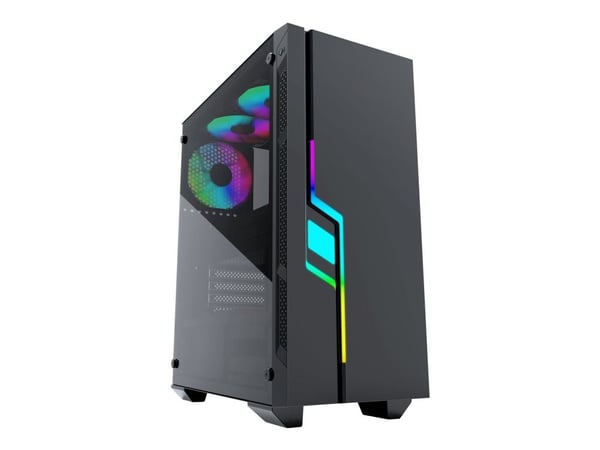 Gembird Fornax 2000 RGB - Mid tower - ATX - sidepanel med vindu (herdet glass) - ingen strømforsyning (ATX) - svart - USB/lyd