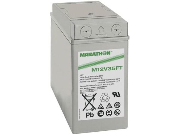 GNB Marathon EXIM12V35FT blybatteri 12 V 35 Ah blyfleece (B x H x D) 107 x 189 x 280 mm M6 skrue tilkobling vedlikeholdsfritt