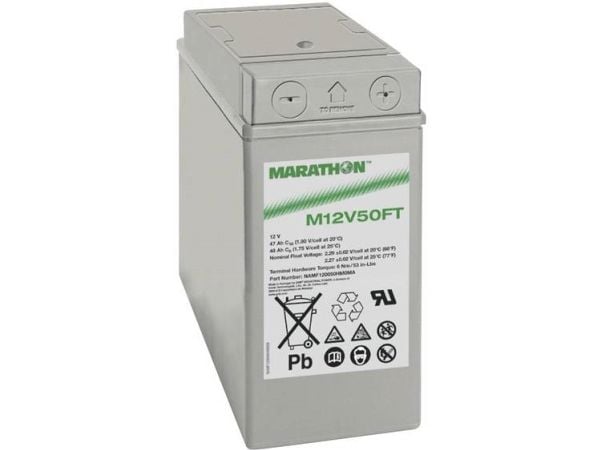 GNB Marathon EXIM12V50FT blybatteri 12 V 47 Ah blyfleece (B x H x T) 107 x 231 x 280 mm M6 skrutilkobling vedlikeholdsfritt