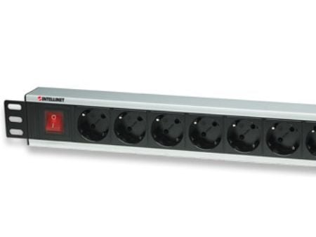 Intellinet 19" Rackmount 8-Way Power Strip - saksalainen tyyppi, On/Off-kytkimellä, ei ylijännitesuojaa - pistorasiapistorasia (rack-versio) - AC 2...