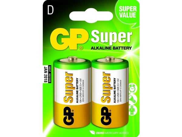 GP Super - Batteri 2 x D - alkaliskt