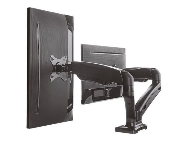 ICY BOX IB-MS304-T - Stativ (2 leddarmer, 2 VESA-adaptere, bordklemmefot, maljemonteringsfot) - for 2 LCD-skjermer - metall - svart - skjermstørrel...