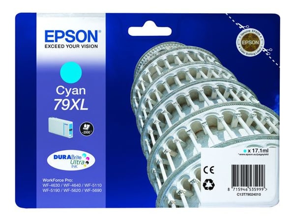 Epson 79XL - 17.1 ml - XL - cyan - original - blekkpatron - for WorkForce Pro WF-4630DWF, WF-4640DTWF, WF-5110DW, WF-5190DW, WF-5620DWF, WF-5690DWF