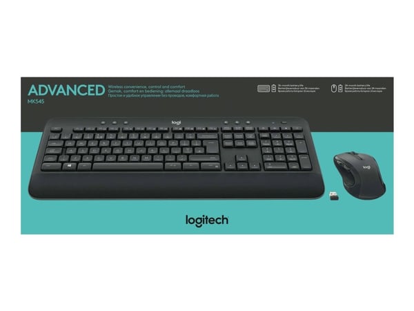 Logitech MK545 Advanced - Tastatur- og mussett - trådløs - 2.4 GHz - QWERTY - US International