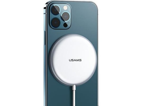 USAMS Induktiolataus US-CD160 magneettinen W2 15W alumiini iPhone 12 sarja hopea/hopea CD160DZ01