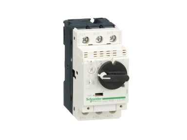 SCHNEIDER ELECTRIC Manuellt motorskydd TypGV2-P 3-poligt inställningsområde 2,5-4A vid 400VAC Skruvterminal Hög kortslutningsnivå Roterande handtag