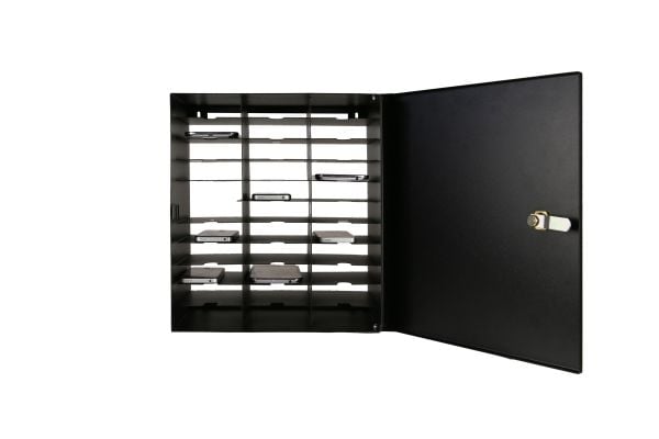 LEBA NoteBox Mobile - Skap - for 32 mobiltelefoner - låsbart - stål - svart - veggmonterbar