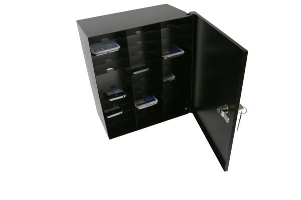LEBA NoteBox Mobile - Skap - for 32 mobiltelefoner - låsbart - stål - svart - veggmonterbar