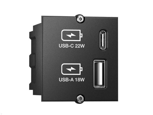 Bachmann 917.227, USB A + USB C, 0 - 35 °C, Musta, IP20, 250 V, 50/60 Hz