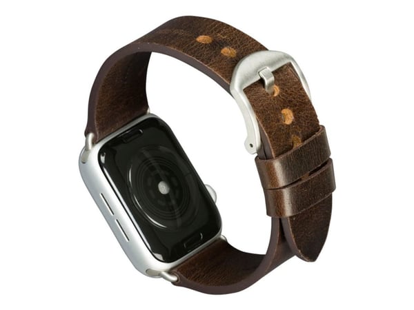dbramante1928 Bornholm - Klokkestropp for smart armbåndsur - 176 - 224,5 mm - mørk brun, sølv - for Apple Watch Hermès Series 9, SE 3, Series 10, S...