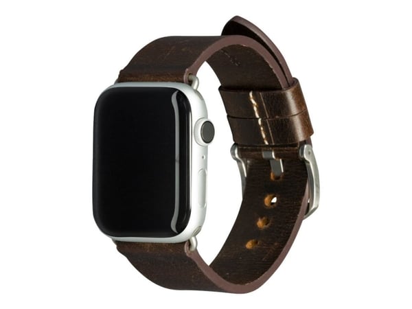 dbramante1928 Bornholm - Klokkestropp for smart armbåndsur - 176 - 224,5 mm - mørk brun, sølv - for Apple Watch Hermès Series 9, SE 3, Series 10, S...