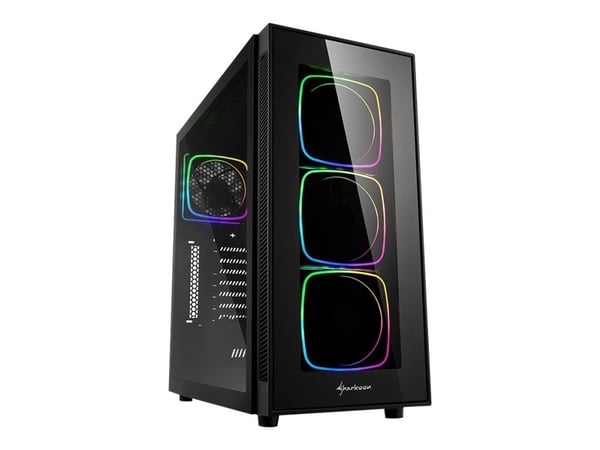 Sharkoon TG6 RGB - Tower - ATX - sidepanel med vindu (herdet glass) - ingen strømforsyning - svart - USB/lyd