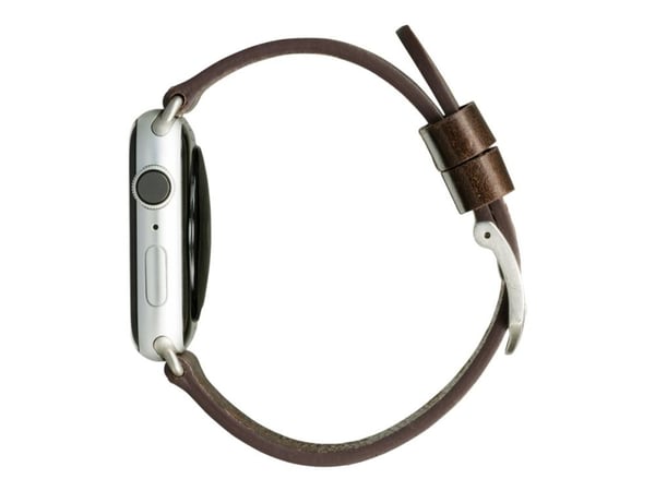 dbramante1928 Bornholm - Klokkestropp for smart armbåndsur - 176 - 224,5 mm - mørk brun, sølv - for Apple Watch Hermès Series 9, SE 3, Series 10, S...