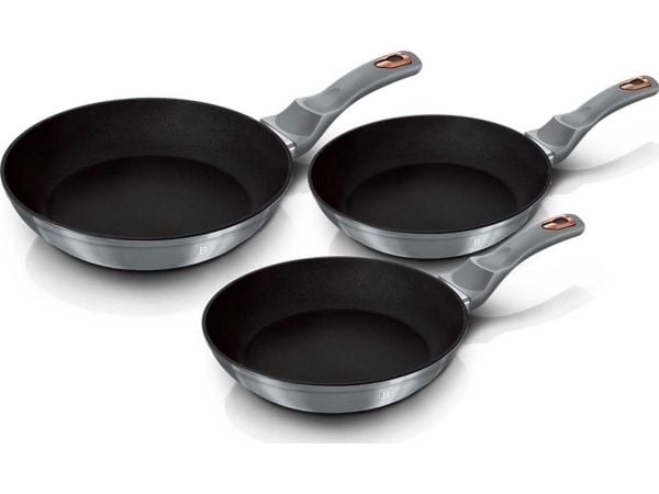 Berlinger Haus BH/6169F, Frying set, Grå, Aluminium, Ergonomisk, Mykt grep, Gass, Halogen, Induksjon, 20 cm