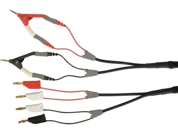 Schützinger KML 7528 / 2ZA / 4x0.22 / 70 Prøveledning [Stik 4 mm - Kelvin-klemme] 70.00 cm Sort, Rød, Hvid 3 stk