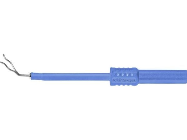 Schützinger tellerprøveklemme, 4 mm sokkel, blå, 1 stk. (ZPK 8188 Ni / BL)