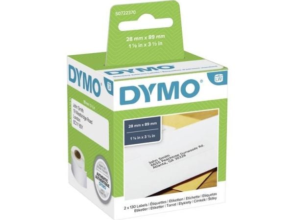 Etiketter DYMO® 28x89 mm vit - (2 rullar med 130 st.)