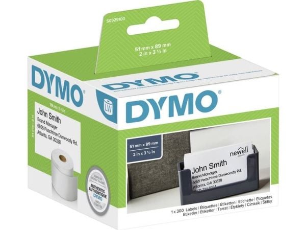 Namnskylt DYMO 51x89mm 300 st/rulle icke självhäftande - (300 st)