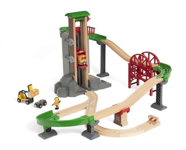 BRIO 33887 Togbane, Løft & læs med lagerbygning