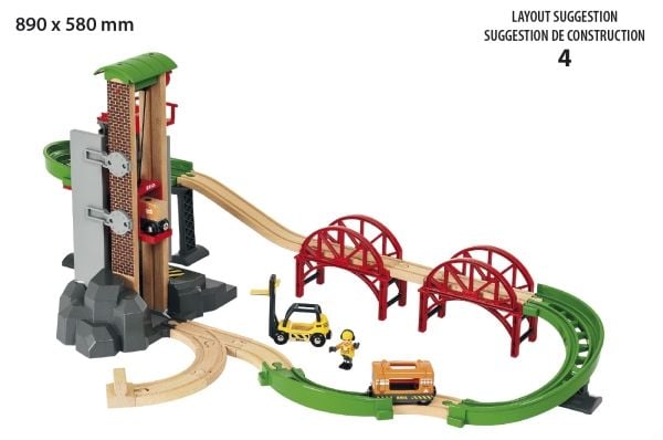 BRIO 33887 Togbane, Løft & læs med lagerbygning
