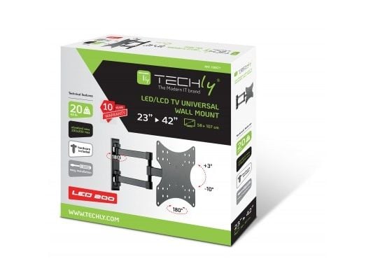 Techly Techly Veggfeste for 1 skjerm, 23-42", roterbar, 3 geler