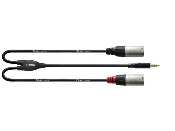 Cordial CFY 3 WMM-LONG, 3.5mm, Hankjønn, 2 x XLR (3-pin), Hankjønn, 3 m, Sort, Sølv