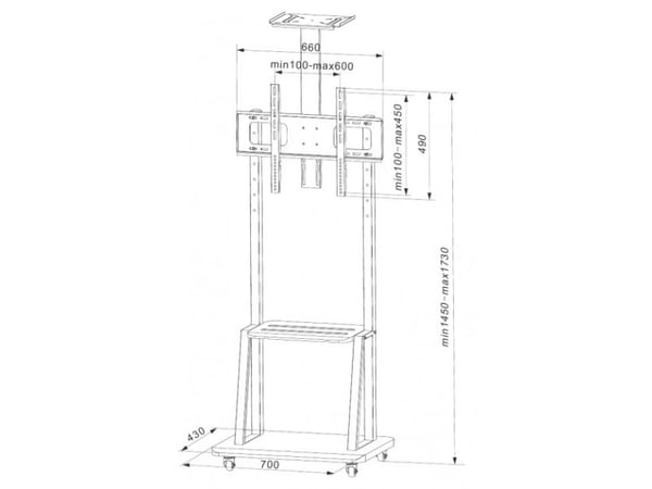 Techly ICA-TR33, 60 kg, 81,3 cm (32"), 177,8 cm (70"), 100 x 100 mm, 600 x 400 mm