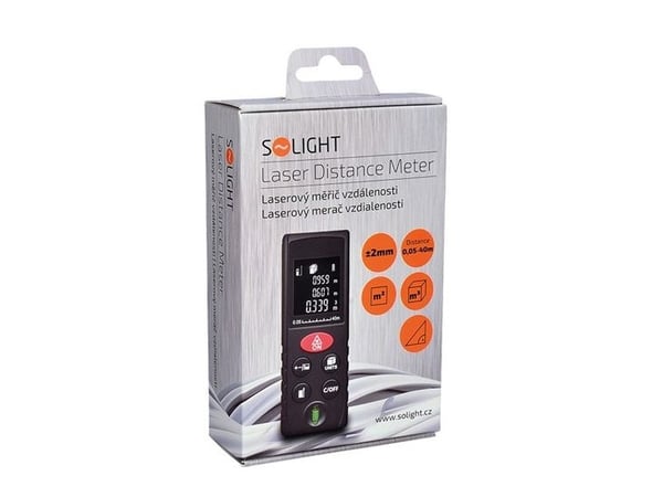 Solight DM40, Laserafstandsmåler, ft, Indgang, m, Sort, 40 m, 0,05 m, 690 nm