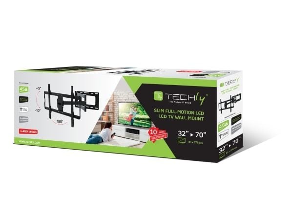 Techly ICA-PLB-23M, 81,3 cm (32"), 177,8 cm (70"), 45 kg, 600 x 400 mm, 5 - 10°, Musta