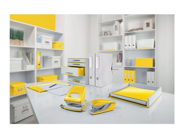 Leitz NeXXt 55021016, 30 arkkia, Keltainen, P3 24/6 (100 ST) oder 26/6 (140 ST), Metalli, Muovi, Yläreuna, 42 mm