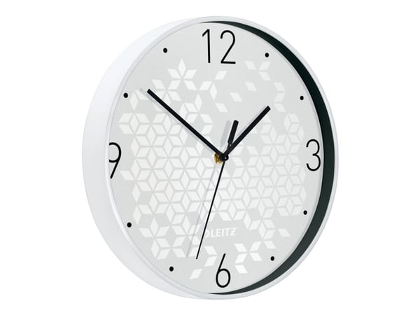 Leitz WOW - Klokke - kvarts - veggmonterbar - 29 cm - white with geometric pattern
