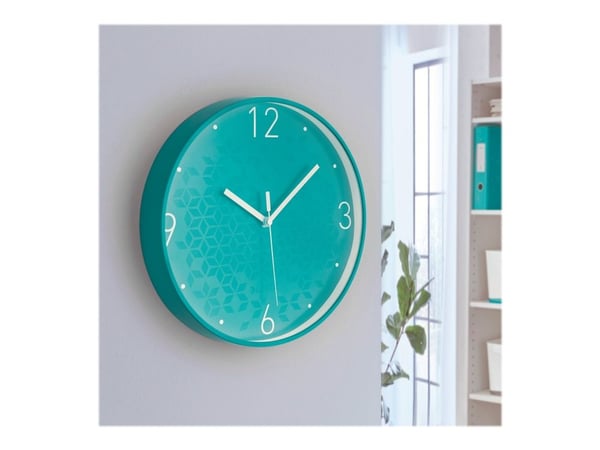 Leitz WOW - Klokke - kvarts - veggmonterbar - 29 cm - ice blue with geometric pattern
