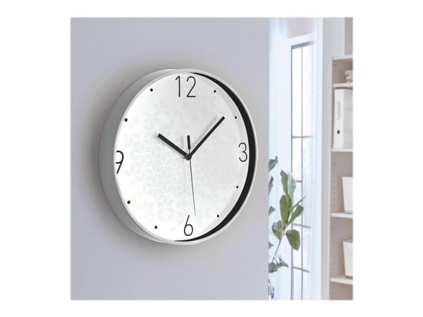 Leitz WOW - Klokke - kvarts - veggmonterbar - 29 cm - white with geometric pattern