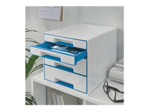 Leitz WOW CUBE - Skuffskap - 4 skuffer - for A4 (210 x 297 mm) - blå metallic