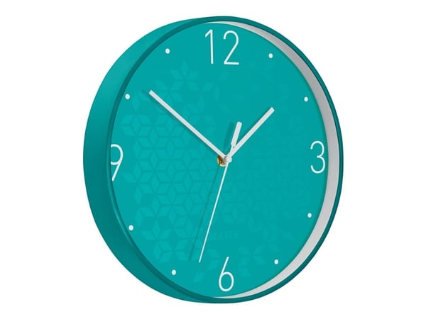 Leitz WOW - Klokke - kvarts - veggmonterbar - 29 cm - ice blue with geometric pattern
