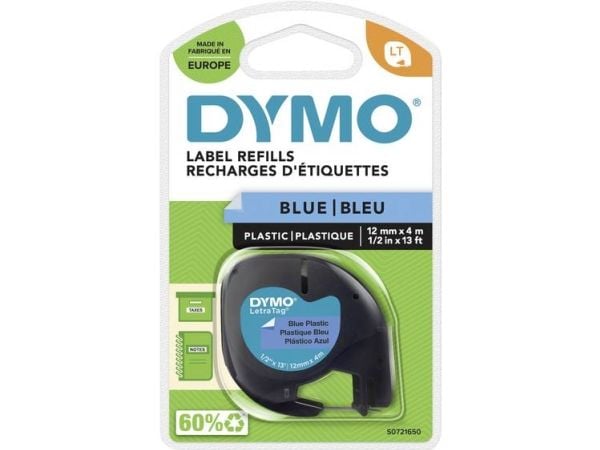 Etikettband DYMO® LetraTAG 12mm x 4m blå plasttape