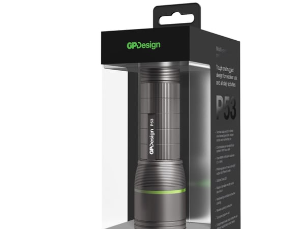 Design Flashlight, P53, incl.  Bag Hand flashlight, Black,