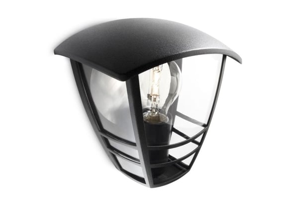 Philips myGarden Creek vägglampa 60 W E27 ljuskälla medföljer inte, Väggbelysning för utomhusbruk, Svart, Metall, IP44, Trädgård, Terass, II