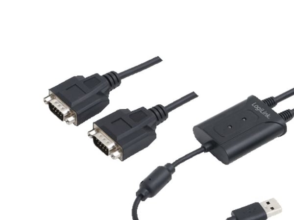 LogiLink AU0031, Sort, USB Type-A, DB-9, Hankjønn, Hankjønn, 201 mm