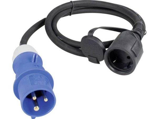 SCHWABE adapterkabel 1,5 m H07RN-F 3G2,5 CEE-stick 16A + Schuko-koppling 250V (60488)