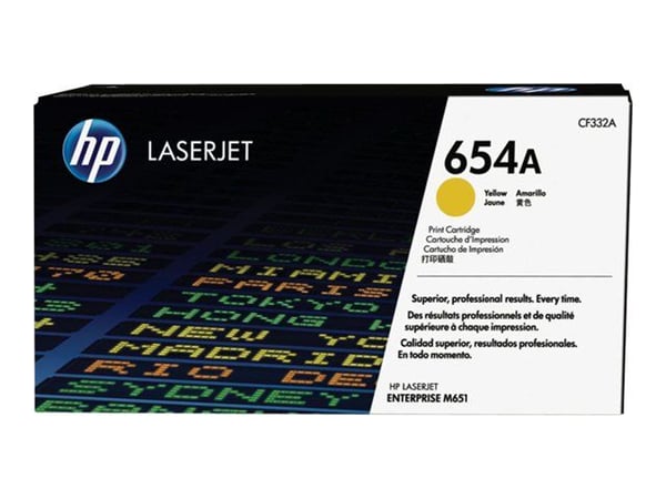 HP 654A - Gul - original - LaserJet - tonerpatron (CF332A) - for Color LaserJet Enterprise M651dn, M651n, M651xh; Color LaserJet Managed M651dnm, M...