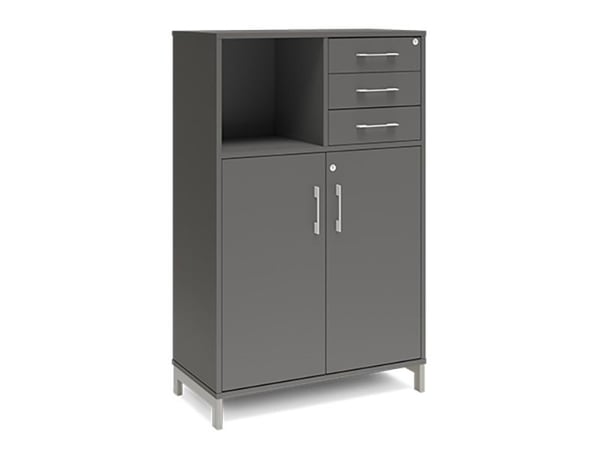 Kontorskab DNA, 800x1275 mm, Antracit/Sort, skuffemodul 3A4/2A4