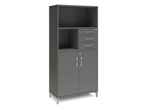 Kontorskab DNA, 800x1660 mm, Antracit/Sort, skuffemodul 4A4/2A4